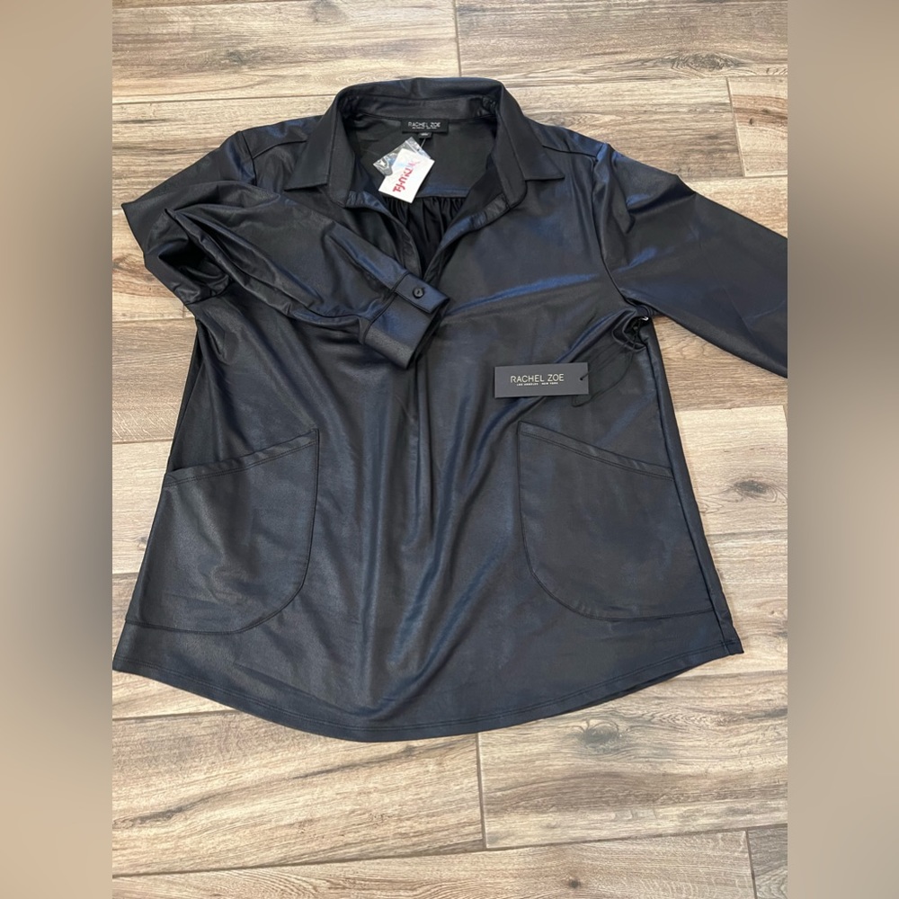 NWT Rachel zoe leather look top size xl